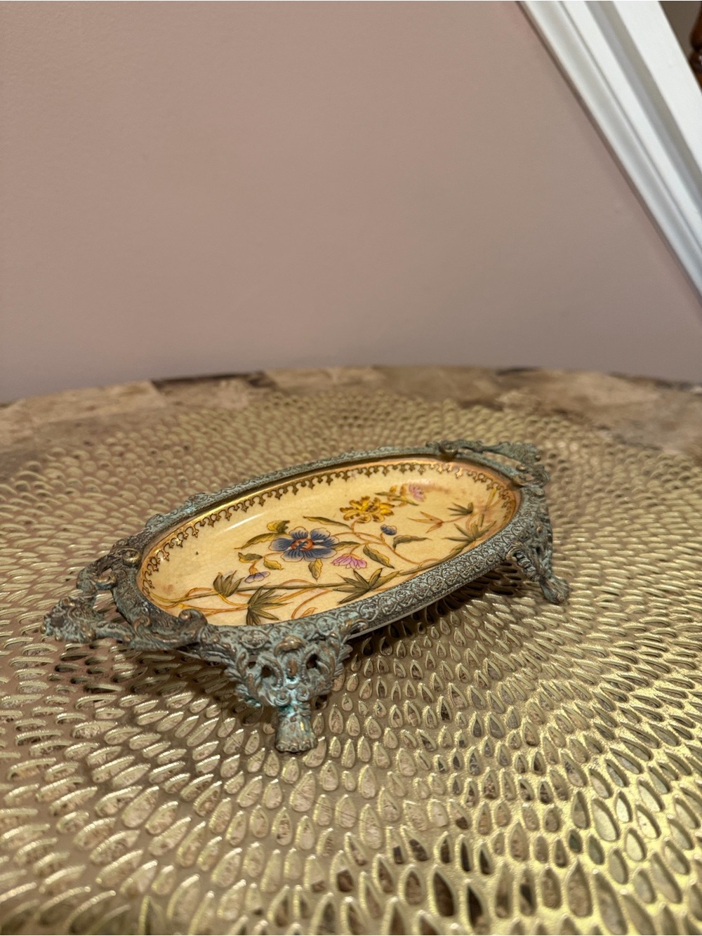 Vintage Floral Decorative Ceramic Trinket Tray